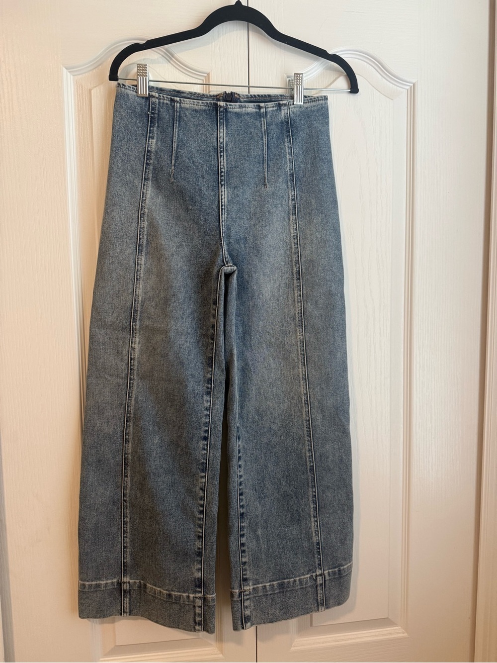 White House Black Market Faded Blue High-Rise Wide-Leg Jeans